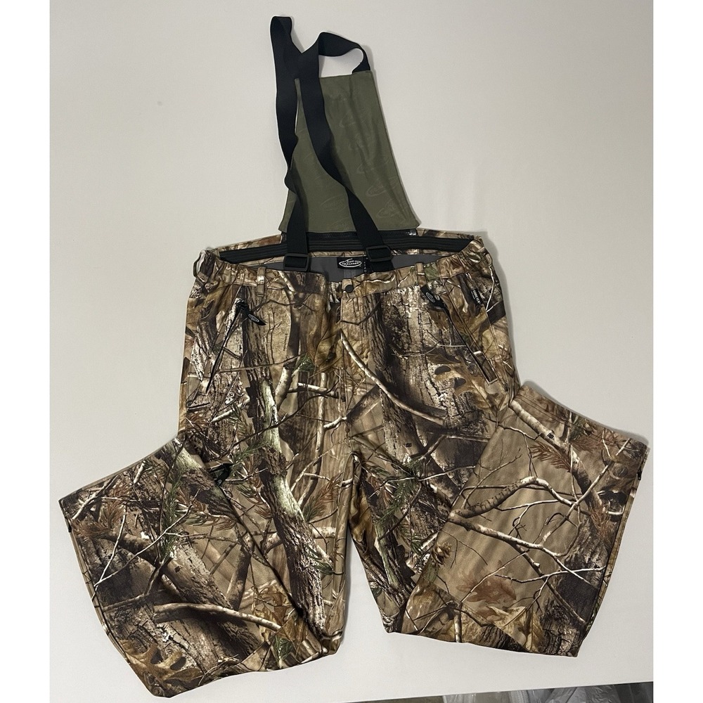 Realtree Pants Men‎ XL Camo Bib Double Knee Goretex Polyester Overalls Insulated